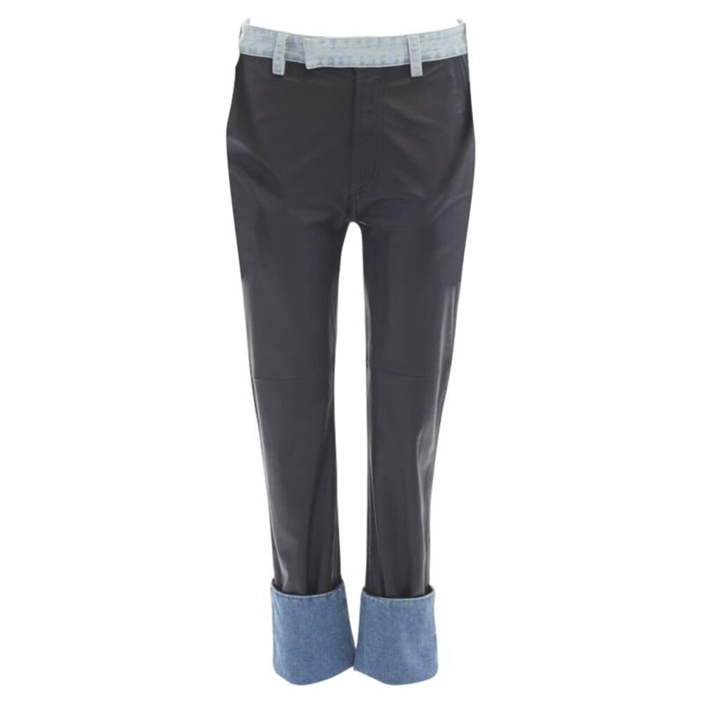 Maison Margiela Leather Denim Cuffed Jeans